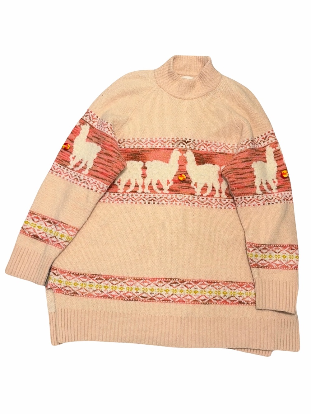 Anthropologie Cream and Peach Cowl-Neck Sweater - Picture 2 of 5